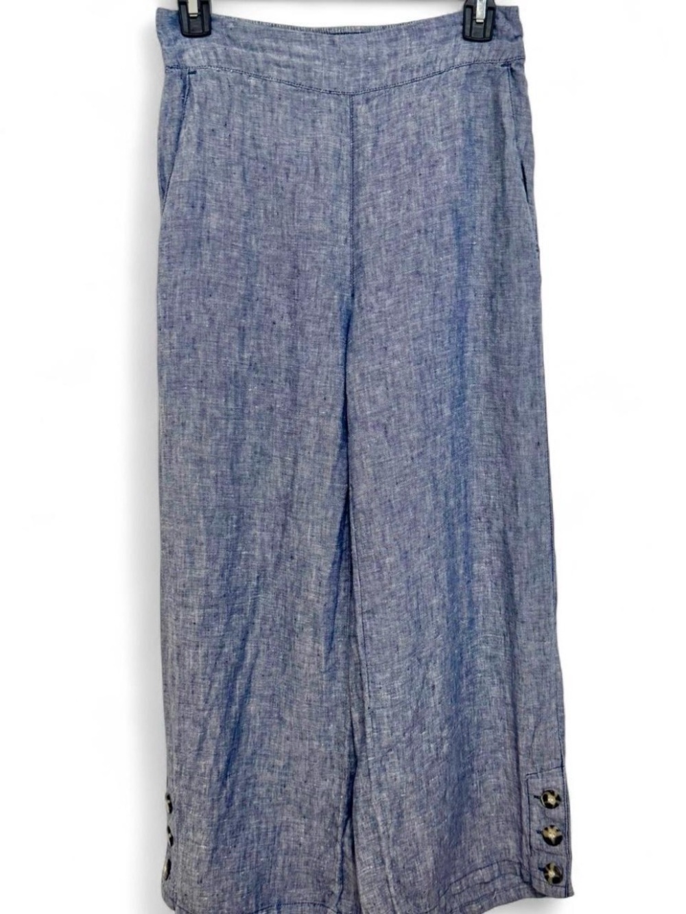 Sigrid Olsen Wide-Leg Linen-Blend Pants in Slate Blue - Picture 3 of 6